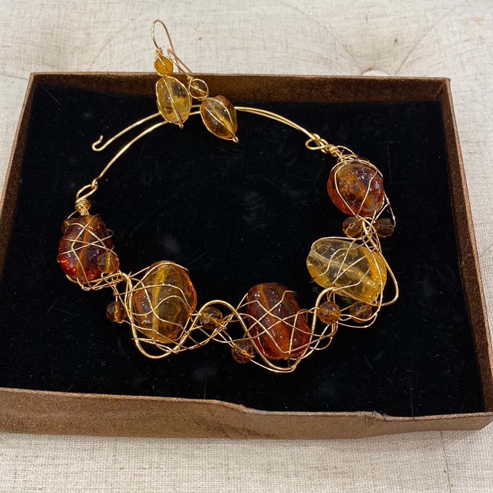 Genuine Amber Necklace and Earring set